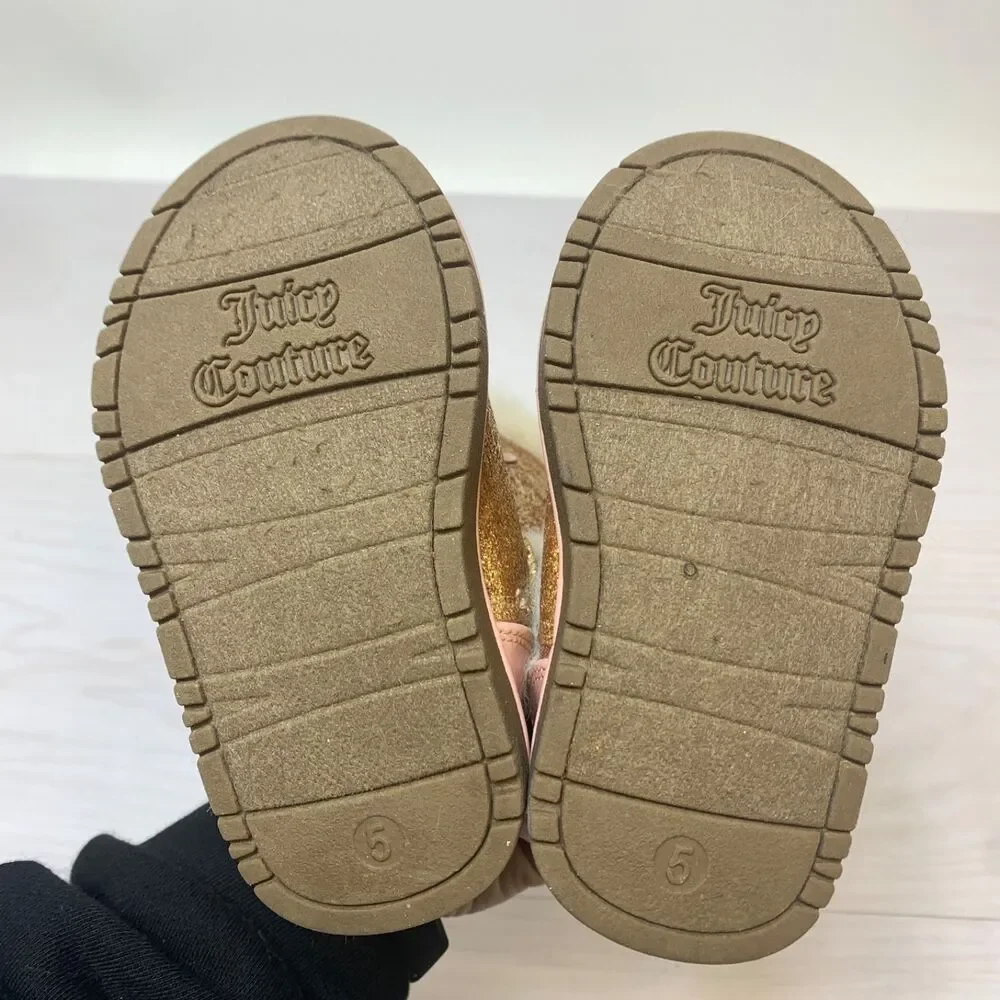 JUICY COUTURE Lil‎ Windsor Glitter Fur Toddler Girl’s Boots~Size 5M Rose Gold